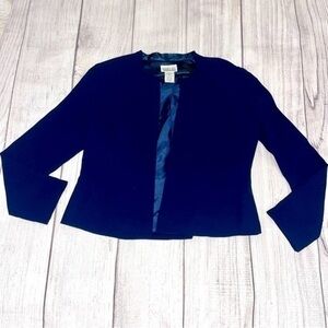 ROBBIE BEE Women’s Vintage 80s 90s 2 Piece Navy Embroidered Open Blazer Size 12